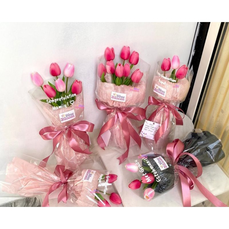 buket bunga tulip artificial latex premium buket korea