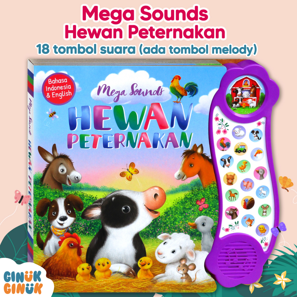 Mega Sounds Hewan Peternakan Sound Book 18 Tombol Suara Hewan Cerita 2 Bahasa Indonesia Inggris