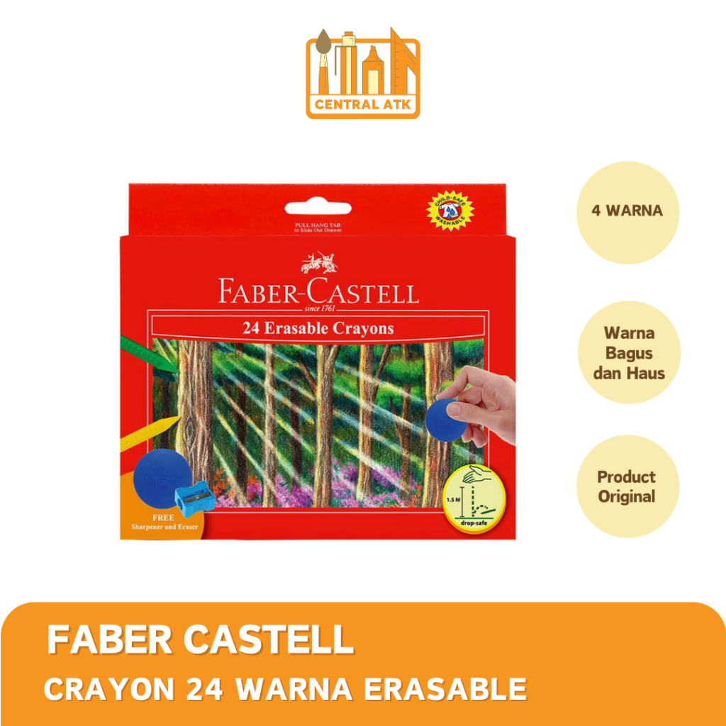 

CRAYON / OIL PASTEL FABER CASTELL ISI 24 WARNA ERASABLE 122531