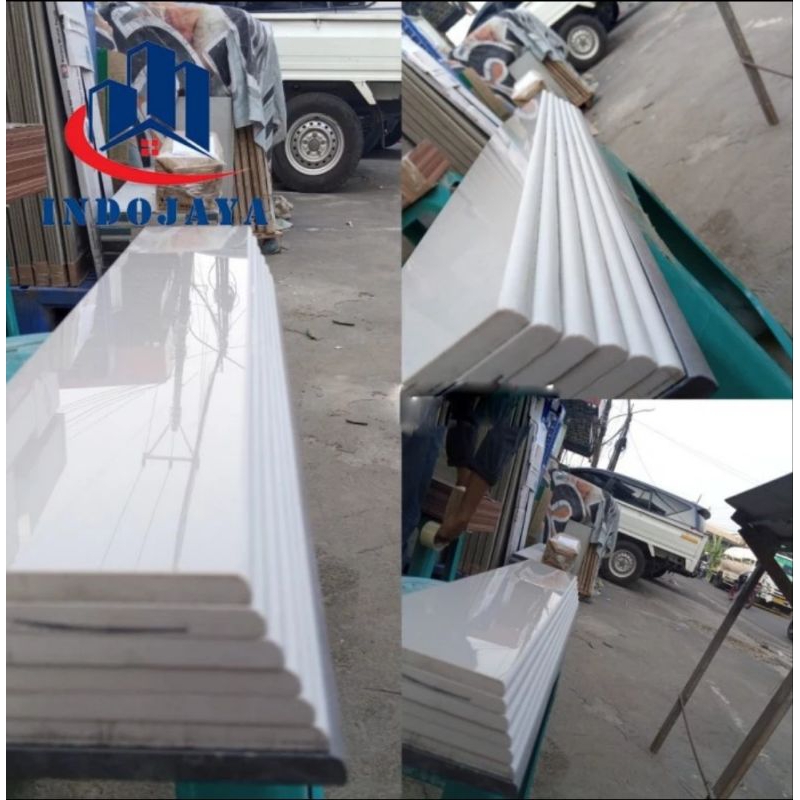 keramik list plint 10×60 bevel ukuran custom motif putih polos