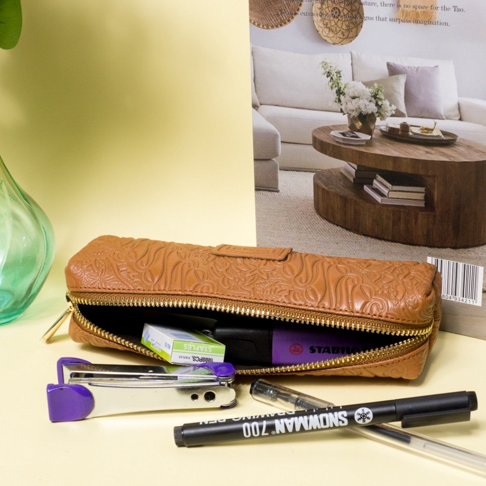 

ART B4V Pencil Case Gold ShinyI Dompet pensil kulit motif batik I Tempat pensil