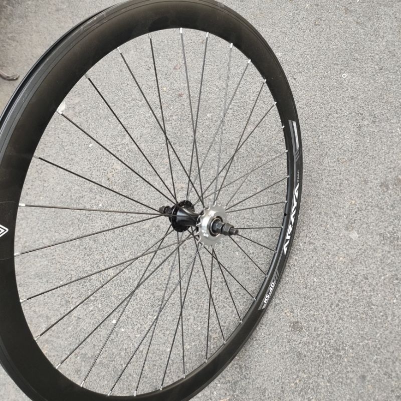 WHEELSET SEPEDA 700C 700 C FIXIE DOLTRAP BELAKANG ARAYA KS40 RODA JADI SIAP PAKAI 700C