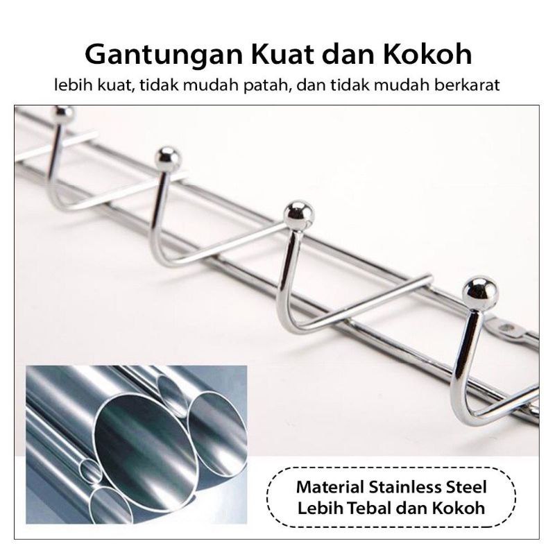 Promo/Gantungan Stainless Besar Tebal Premium / Gantungan Baju Dinding 7 Kait