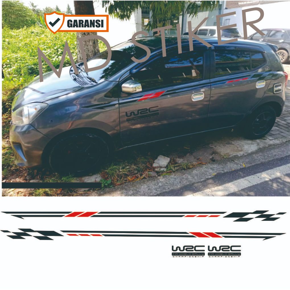 Stiker Mobil Agya gr sport Lis Aksesoris Variasi Ayla Putih Hitam Merah