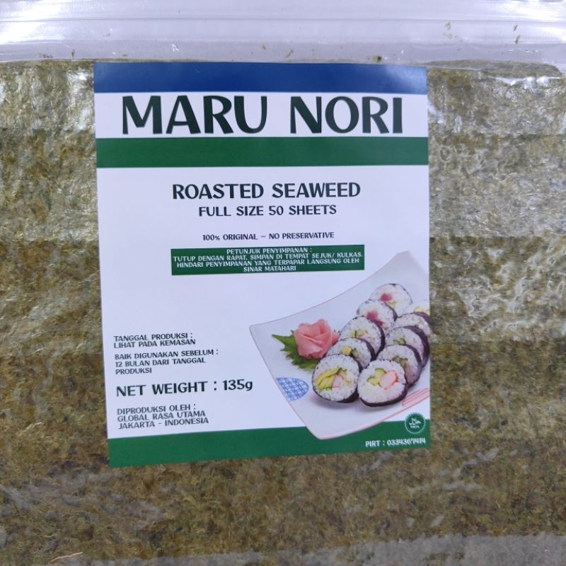 

RB Maru Sushi Nori 50 Lembar Seaweed Rumput Laut Panggang Nori Sushi Roll Halal