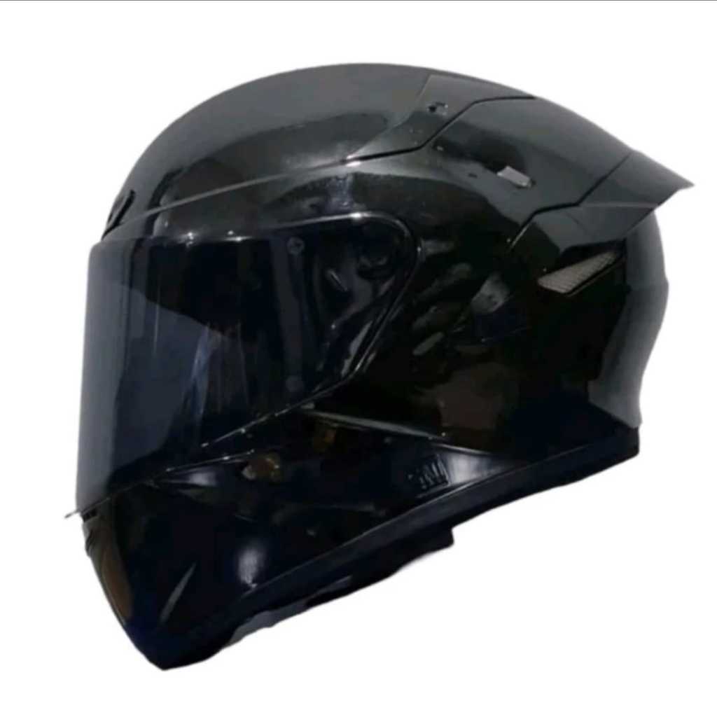 Helm Fullface KBR tt course HITAM GLOSSY paket ganteng pria wanita dewasa identik kyt ttc