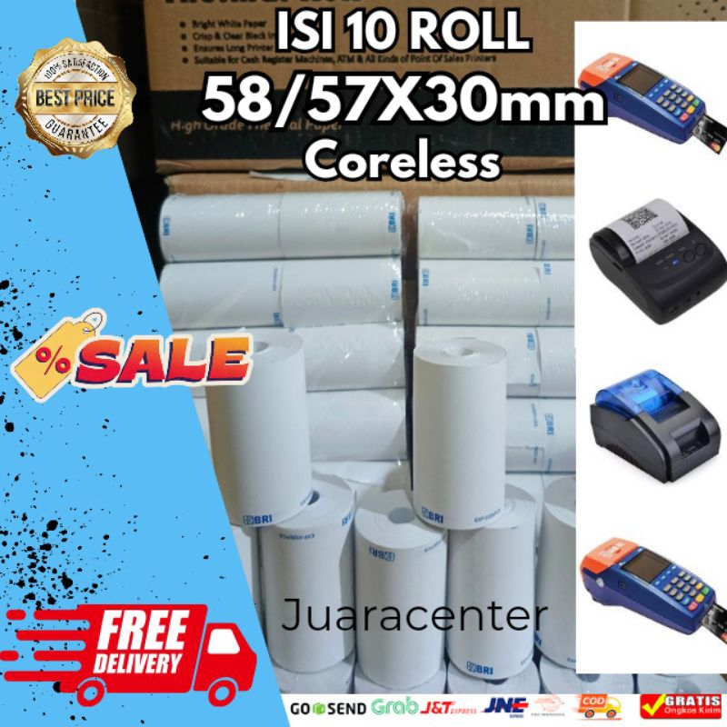 

Kertas Struk Kasir Thermal 58/57x30mm LOGO BANK BRI Untuk EDC BRI LINK / PRINTER BL 1 pack (10 Roll)