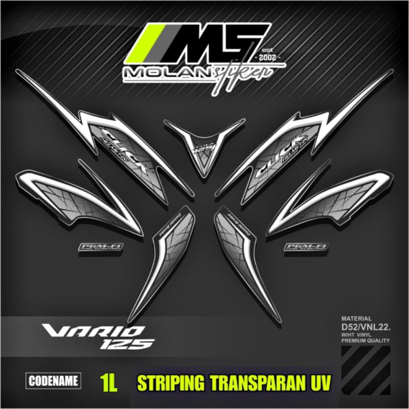 Decal Sticker Striping Variasi Transparan Uv Vario 125 Old (CLICK 125 i) Vario 125 Techno/Cbs 2012-2
