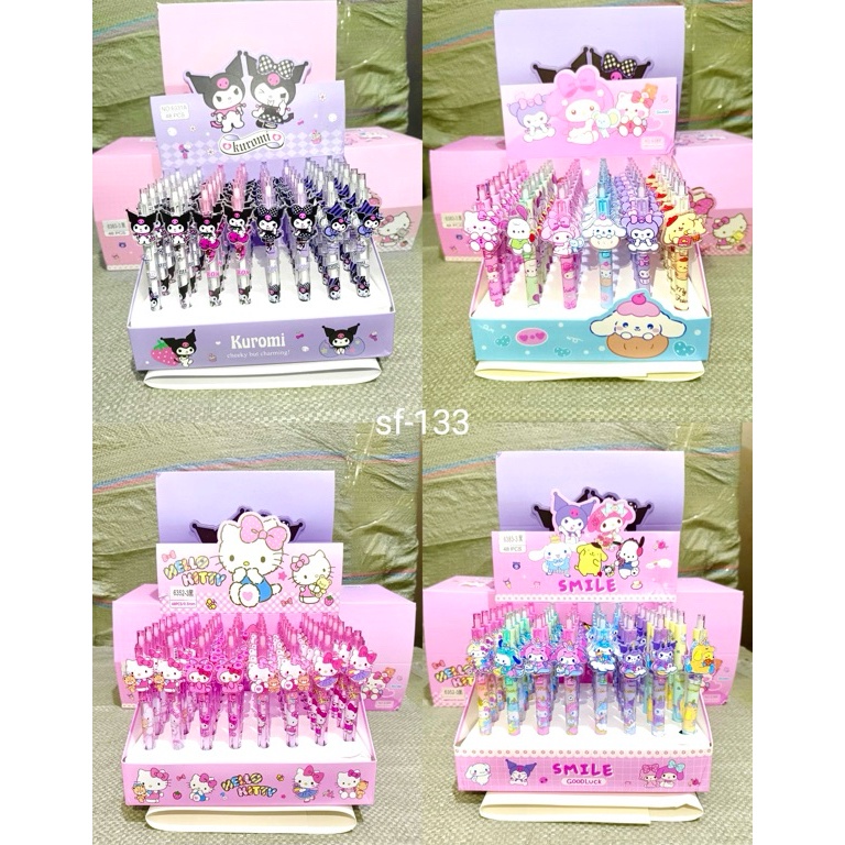 

ART U9P2 ISI 48pc 1 kotak Pulpen Gel Karakter Kuromi Cinnamoroll Lucu Bandul Anak Pena Tinta Hitam