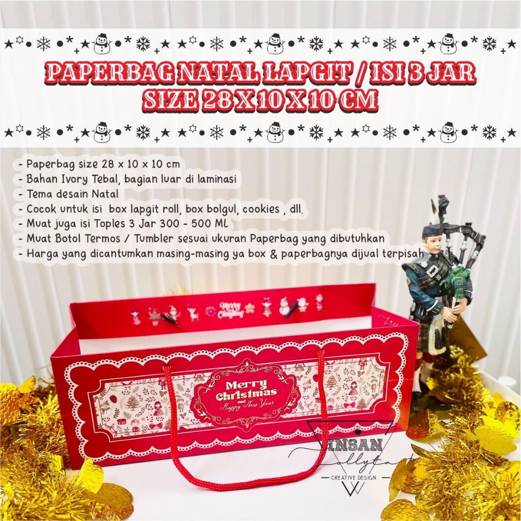 

Paperbag lapgit Roll / Bolgul / isi 3 JAR 300-500 ML Edisi Natal/ Christmas Tema Kris Kringle