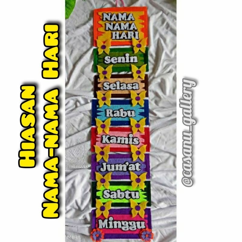 NAMA NAMA HARI//HIASAN KELAS NAMA HARI//PAJANGAN KELAS NAMA HARI//DEKORASI KELAS NAMA HARI//HIASAN K