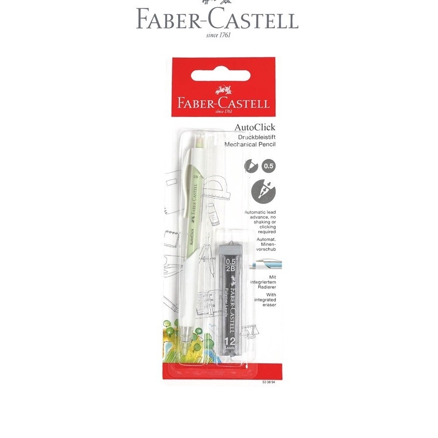 

Potongan FaberCastell Mechanical Pencil AutoClick 5mm FREE Refill Pensil Mekanik 5mm Faber Castell FREE Refill