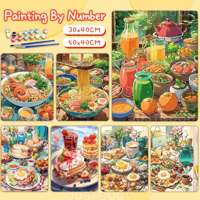 

ART M3S5 PAINT BY NUMBER 4x5 CM Seri Makanan Yang Digambar Dengan Tangan KANVAS PAINTING KIT WITH FRAME SIAP LUKIS