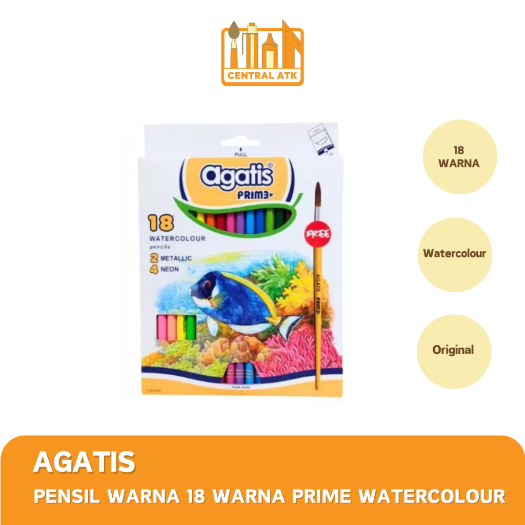 

COLOUR PENCIL / PENSIL WARNA AGATIS PRIME WATER COLOR 18 WARNA PANJANG