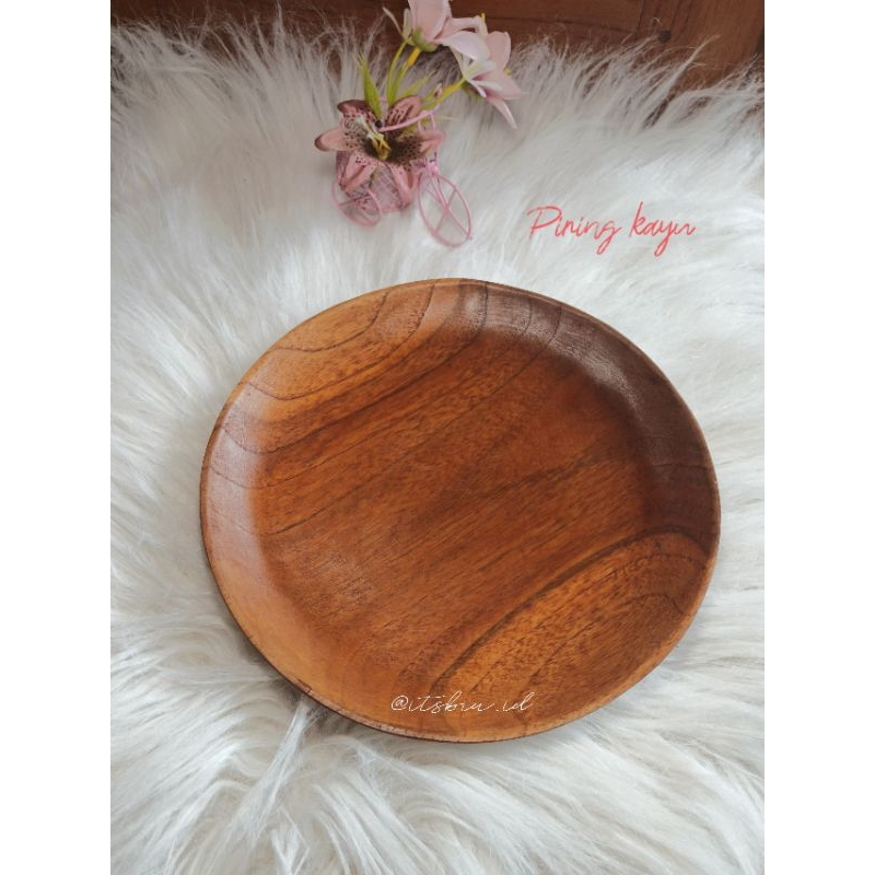 Piring aesthetic / piring kayu /piring kayu jati /piring cantik/ souvenir /piring kayu foodgrade /ra