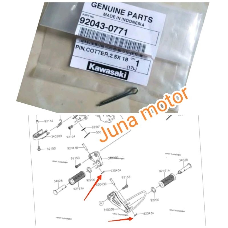 Pin footstep step belakang KLX 150 Original