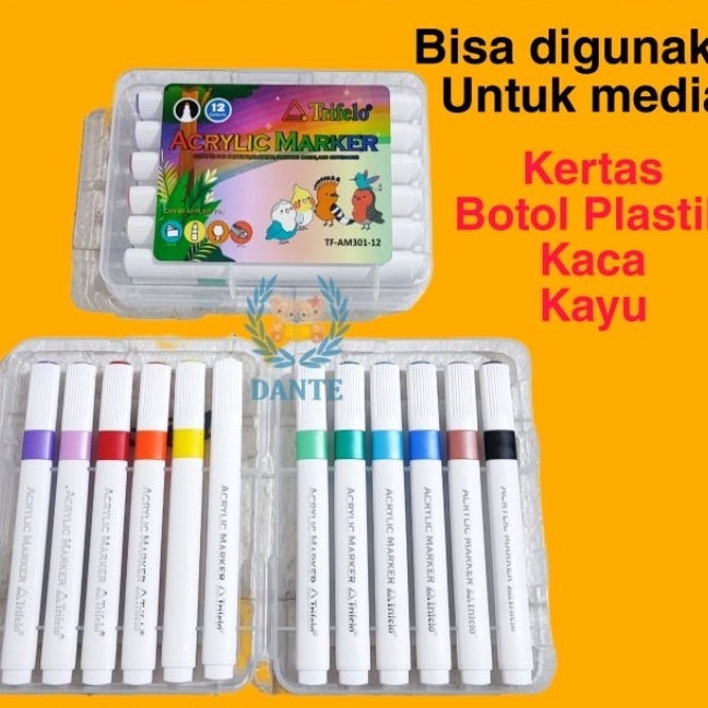 

Unggul Spidol TRIFELO ACRYLIC MARKER 12 WARNA