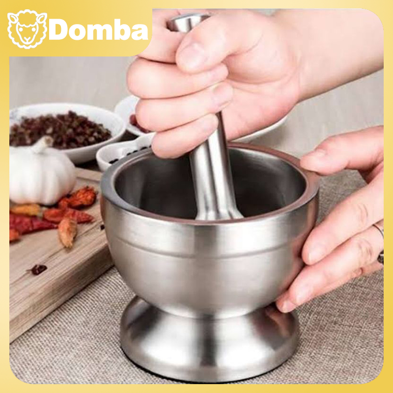 Mortar pestle tumbukan bumbu obat stainless cobek ulekan lumpang