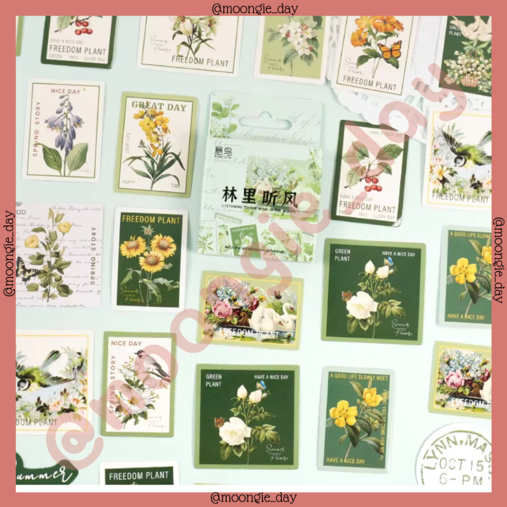 

40-45 PCS/BOX STIKER KERTAS TEMA FLOWER PLANT SQUARE TUMBUHAN BUNGA KOTAK BULLET JURNAL DIY DIARY LUCU MURAH STICKERS