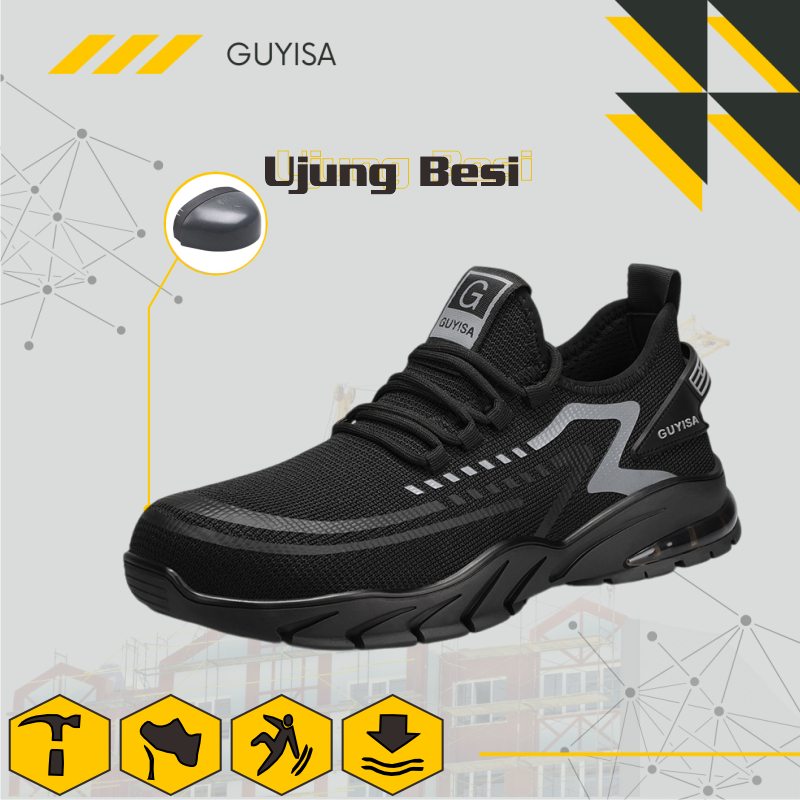 Guyisa Sepatu Sneakers Safety Sport Blade Grey | Sepatu Safety Sport | Sepatu Kerja | Sepatu Pabrik 