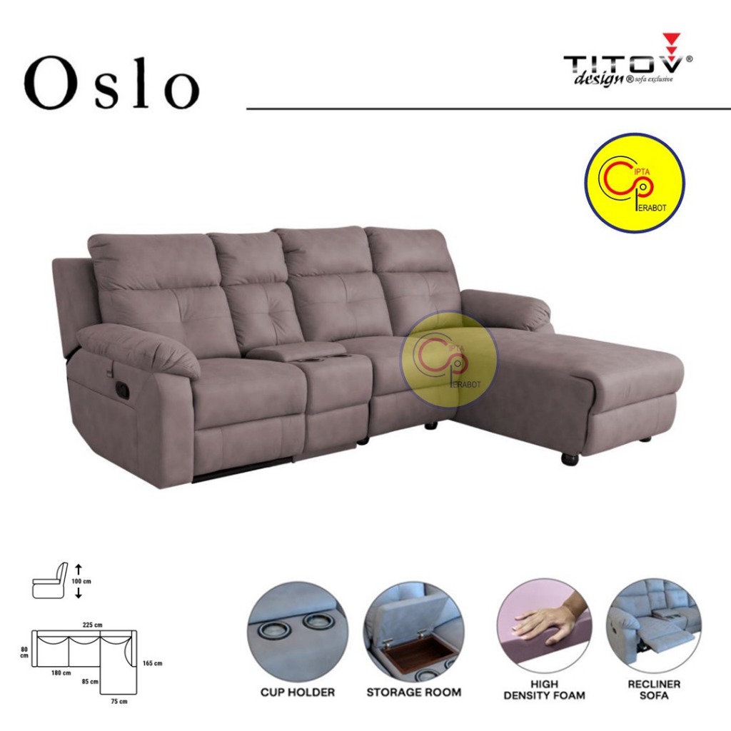 Sectional Recliner Sofa Titov Original Oslo Bergaransi 5 Tahun