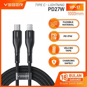KABEL DATA TYPE C TO IPHONE MEREK VEGER VP - 17 POWER DELIVERY FAST CHARGING, CABLE TYPE C - LIGHTNI