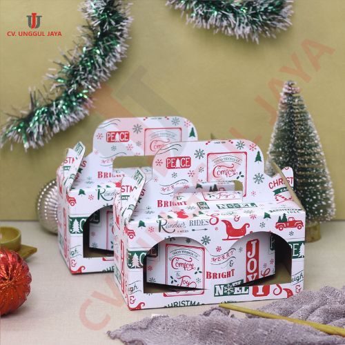 

Kardus jinjing Natal kue kering isi 2 toples Tas Tenteng Toples Jar 800ml box hampers cookies christmas