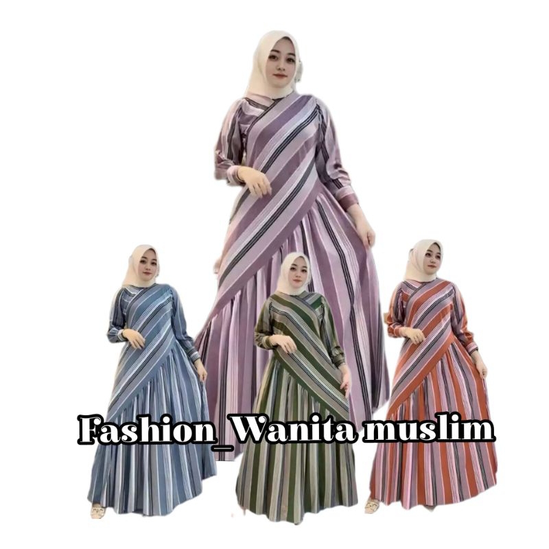 Gamis Ayumi model serong/Gamis salur katun premium/Gamis Slaur model serong samping /Gamis salur  bu