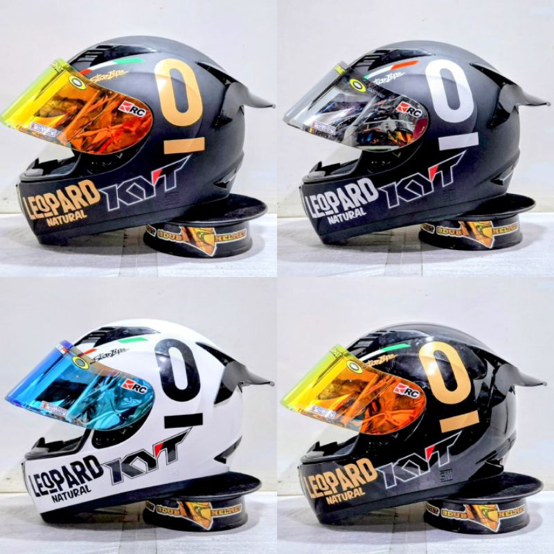 Helm Kyt R10 black doff/hitam doff paket ganteng LEOPARD visor flat iridium 100%ORIGINAL