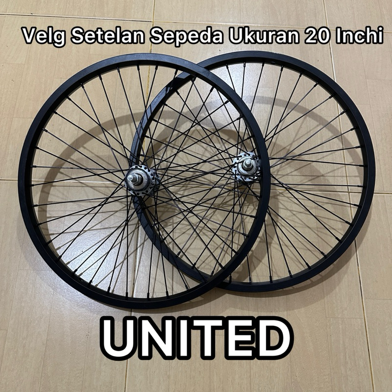 VELG BMX Velg SETELAN SEPEDA 20 UNITED / PELEK SEPEDA 20 KOMPLIT / VELG SEPEDA JADI / Rim Alloy HITA