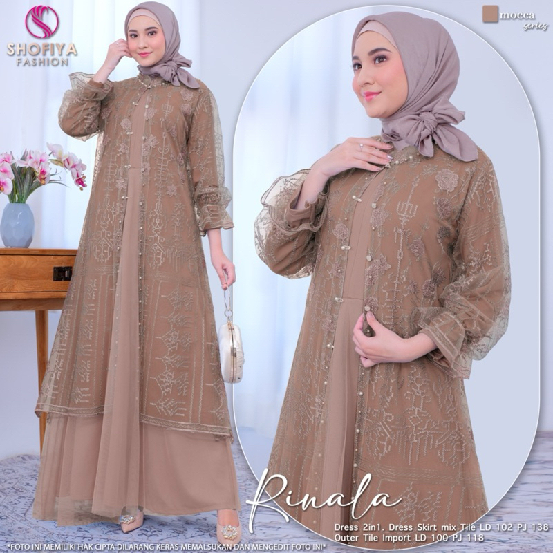 Rinala Set // One Set Inner Dress Panjang dan Outer Tile