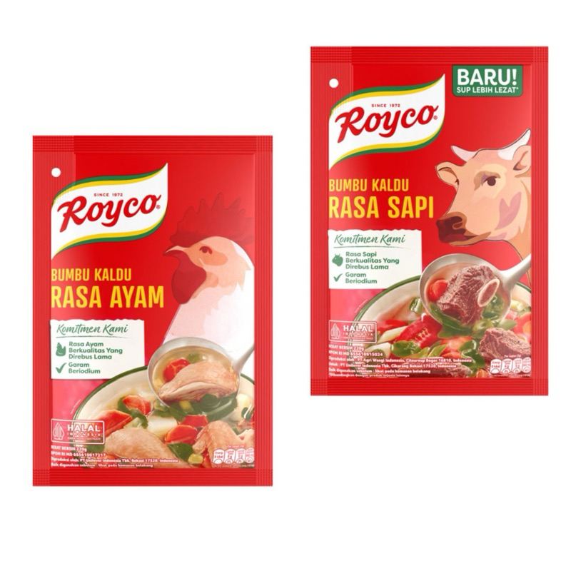 

Royco Bumbu Kaldu Penyedap ada rasa sapi dan Rasa Ayam 220 gram