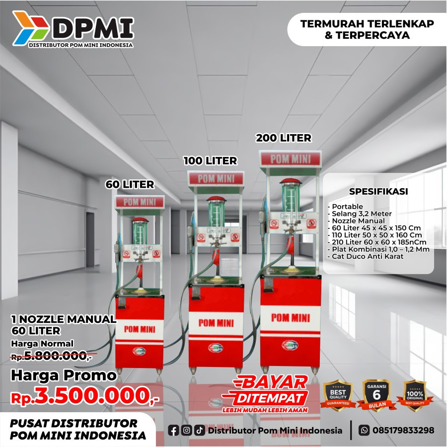 Pom Mini Pertamini Manual Kapasitas 60 Liter
