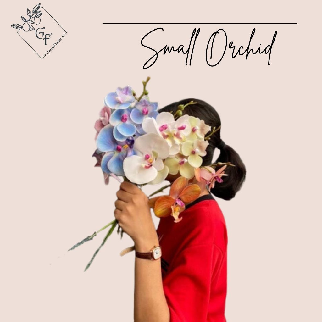 TERLENGKAP 1 STEM SMALL ORCHID  SEMI LATEX ARTIFICIAL PHALAENOPSIS ORCHID BUNGA ANGGREK BULAN PALSU
