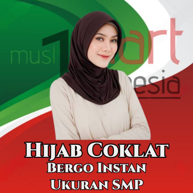 Kerudung Instan / Hijab Bergo SD SMP SMA Coklat Pramuka