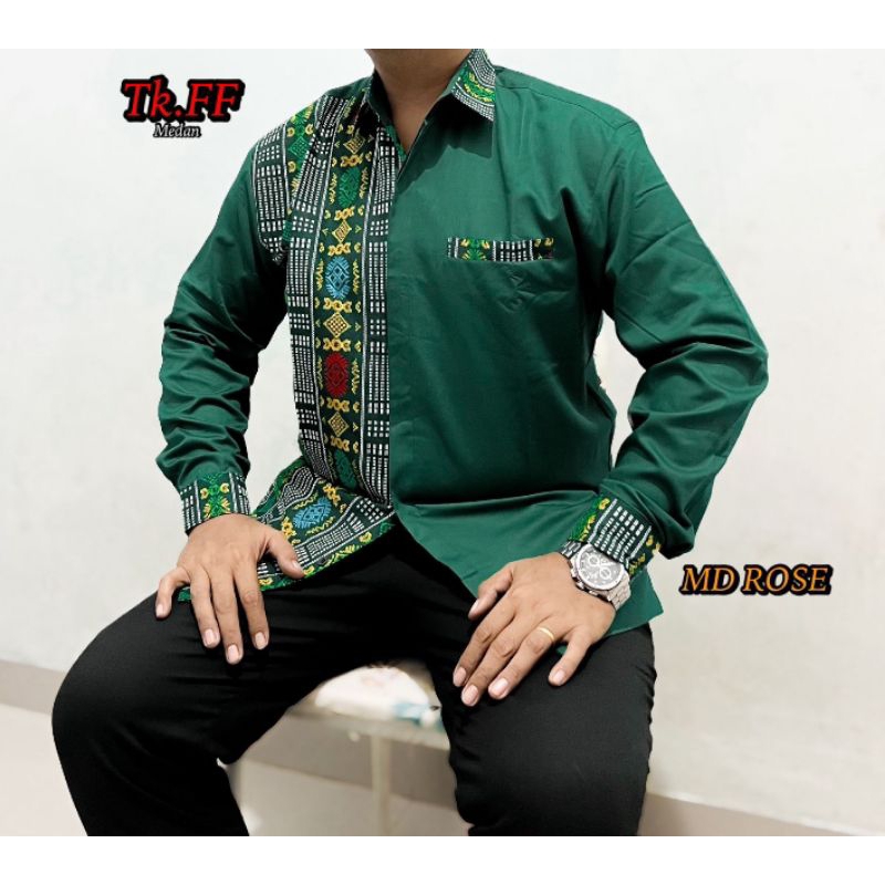 Kemeja etnik ulos batik Batak bahan Toyoba Premium HQ uk kecil , standar, jumbo