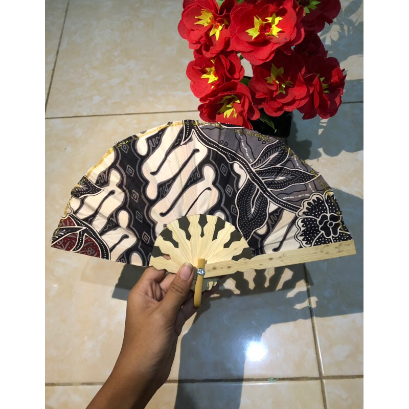 KIPAS TARI, KARNAFAL, TAKBIRAN SOVENIR JOGJA KIPAS TANGAN MANUAL LIPAT KERAJINAN BAMBU CUSTOM JUMBO 