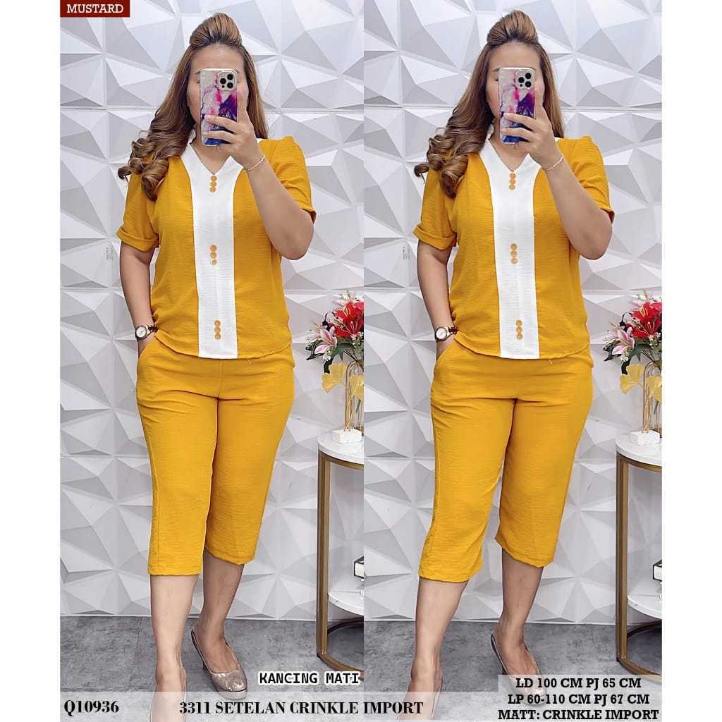 SET CRINKLE SETELAN BAJU CELANA PENDEK IMPORT / SETELAN WANITA DEWASA JUMBO CRINKLE / SETELAN POLOS