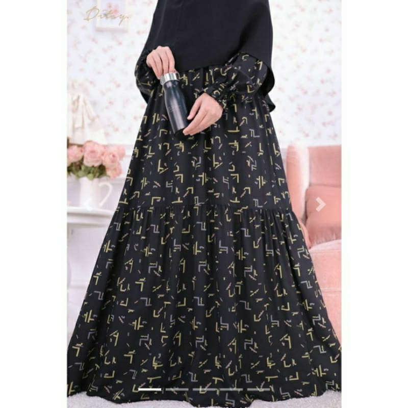 Ditsy Ruuya Pitch Black/Gamis Wanita/Ditsy