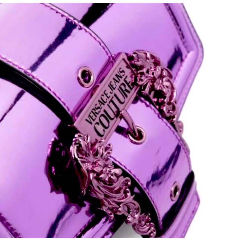 Tas - VERSACE JEANS COUTURE METALIC PURPLE Sling shoulder bag, 3 ruang