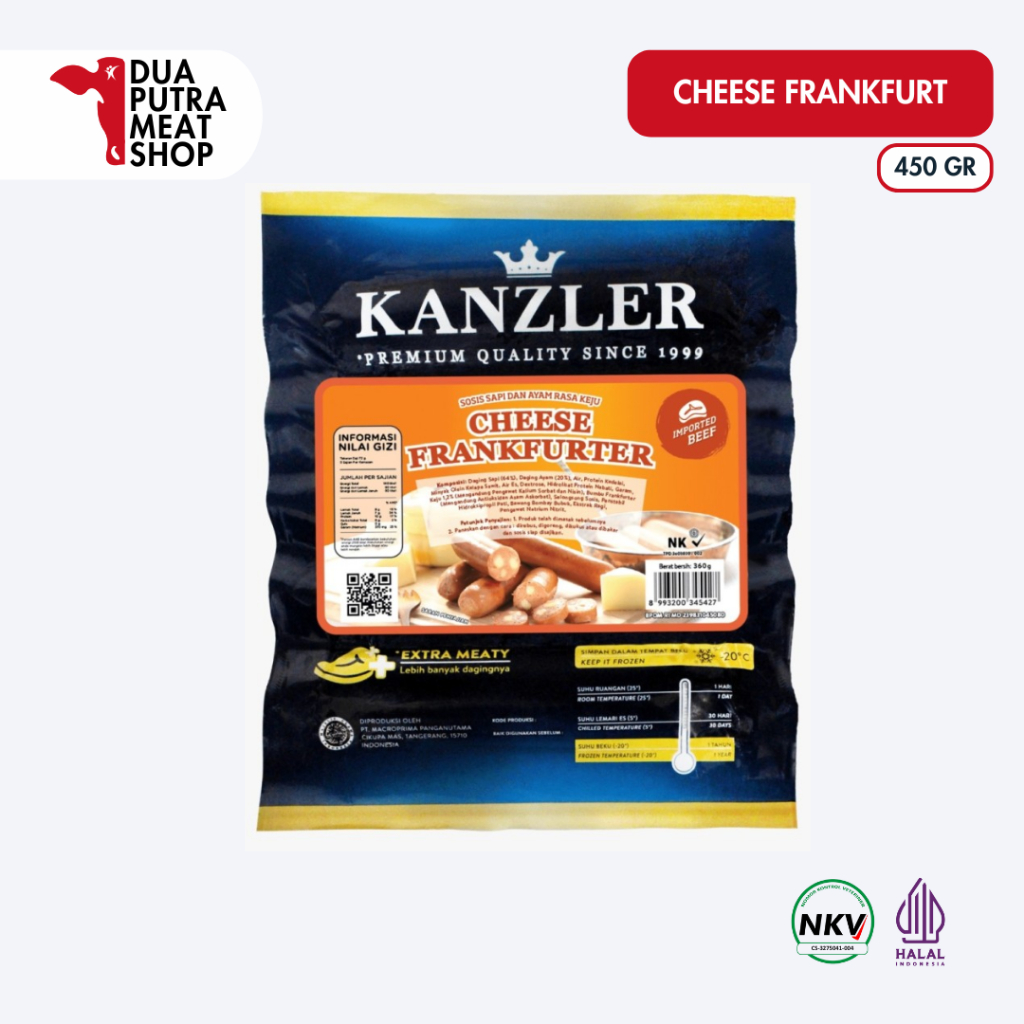 

Kanzler Sosis cheese Frankfurter 360gr / Sosis Premium Kanzler Cheese