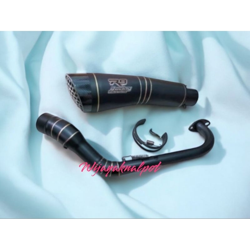 Knalpot R9 hitam motor bebek Jupiter MX old Vega ZR Supra fit Supra X Jupiter Z