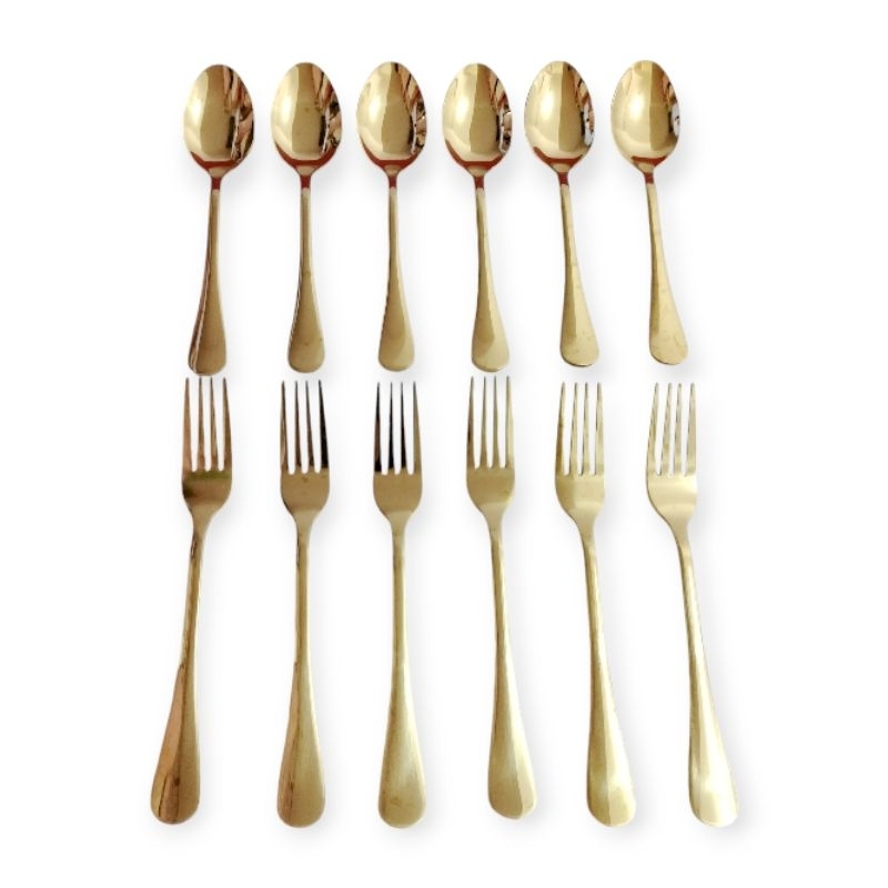 Sendok Garpu Set Gold 12pcs Sendok Makan Gold Garpu Makan Gold Sendok Gold Garpu Gold