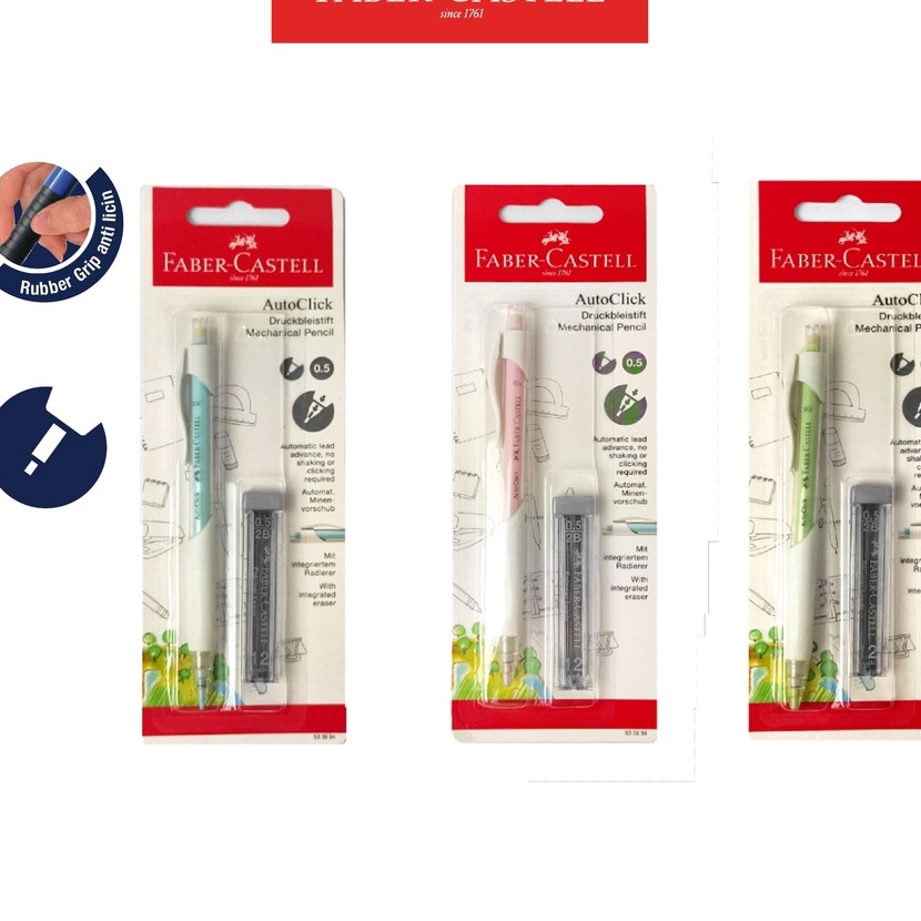 

Langka Pensil Mekanik Faber Castell Mechanic Pencil Auto Click White Blister Ukuran 5 GRATIS 1 Tube Refill