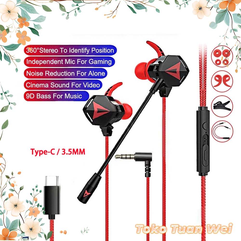 Headset Gaming N5 PUBG Bass Noise Cancelling with Mic Mobile Earphone Gaming Murah Hifi Handsfree