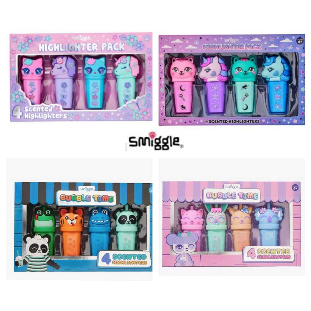 

Smiggle Bubble Time Highlighter Pack Scented Marker stabilo anak lucu wangi unicorn animal