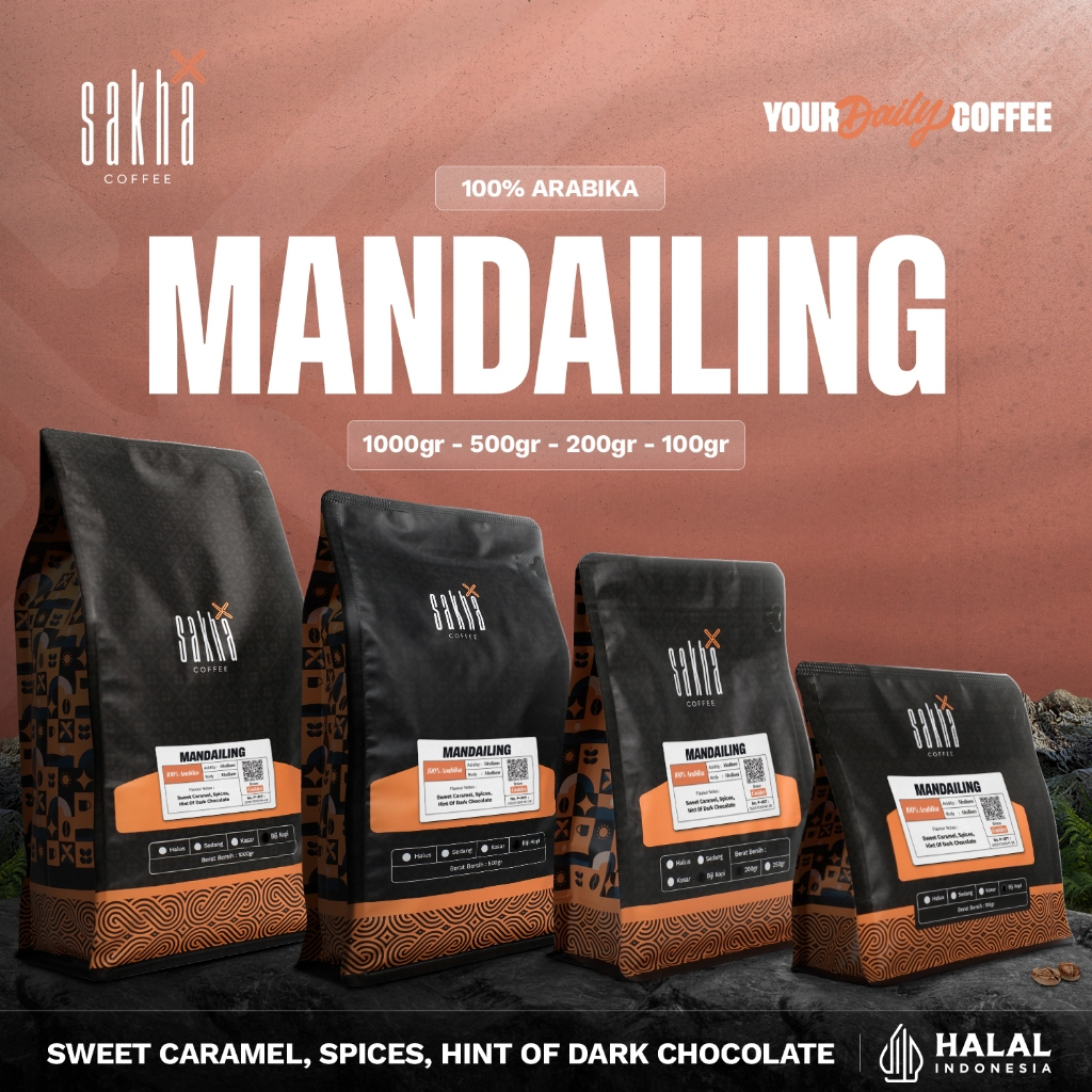 

Kopi Arabika Mandailing Mandheling Arabica Coffee Beans Roast Bean Biji Bubuk Sakha Coffe Roastery