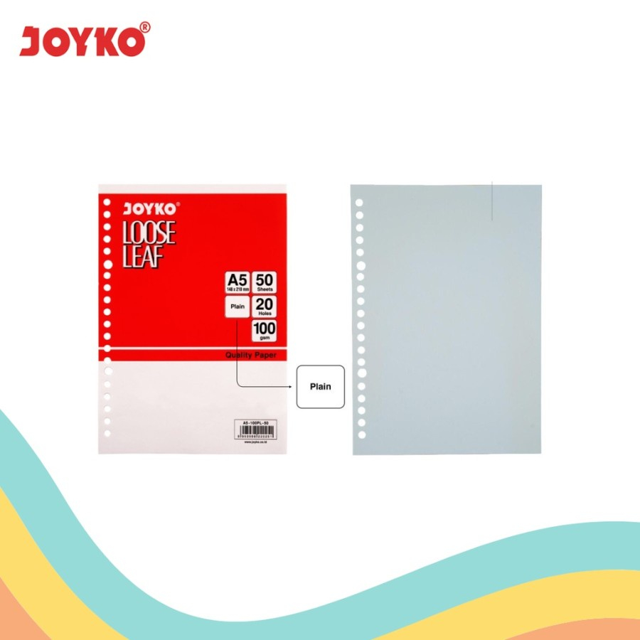 

JOYKO LOOSE LEAF A5 PLAIN POLOS TANPA GARIS REFILL BINDER TEBAL 100GSM