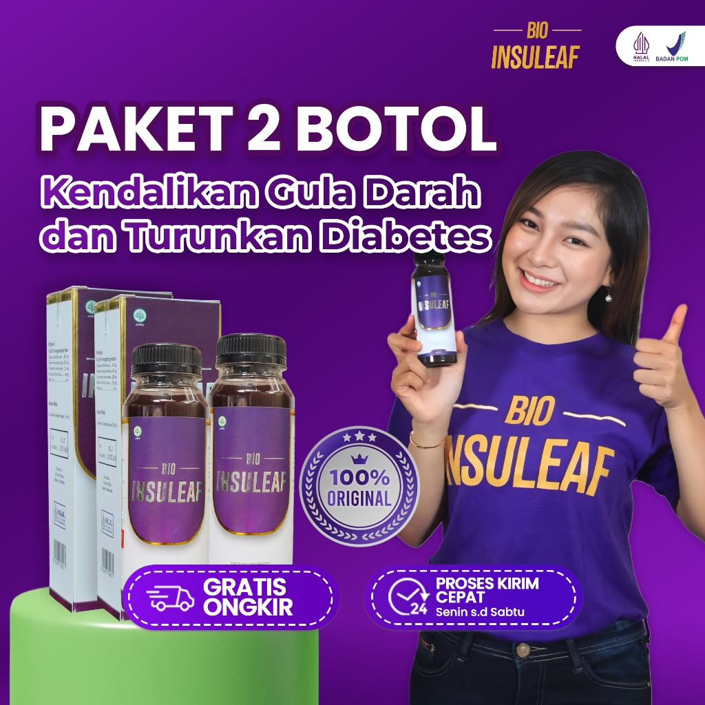 

Paket 2 Botol Bio Insuleaf – Atasi Gula Darah Tinggi Diabetes Asam Urat Berlebih & Kolesterol