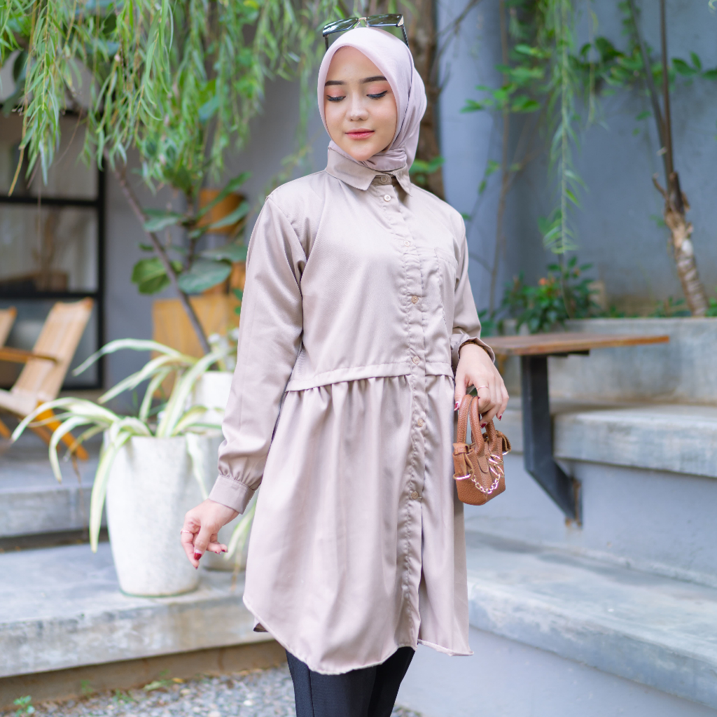 BEST SELLER MAHYRA.ID TUNIK SHELLA TOYOBO FODU - ATASAN KERJA WANITA - TUNIK PUTIH - TUNIK JUMBO